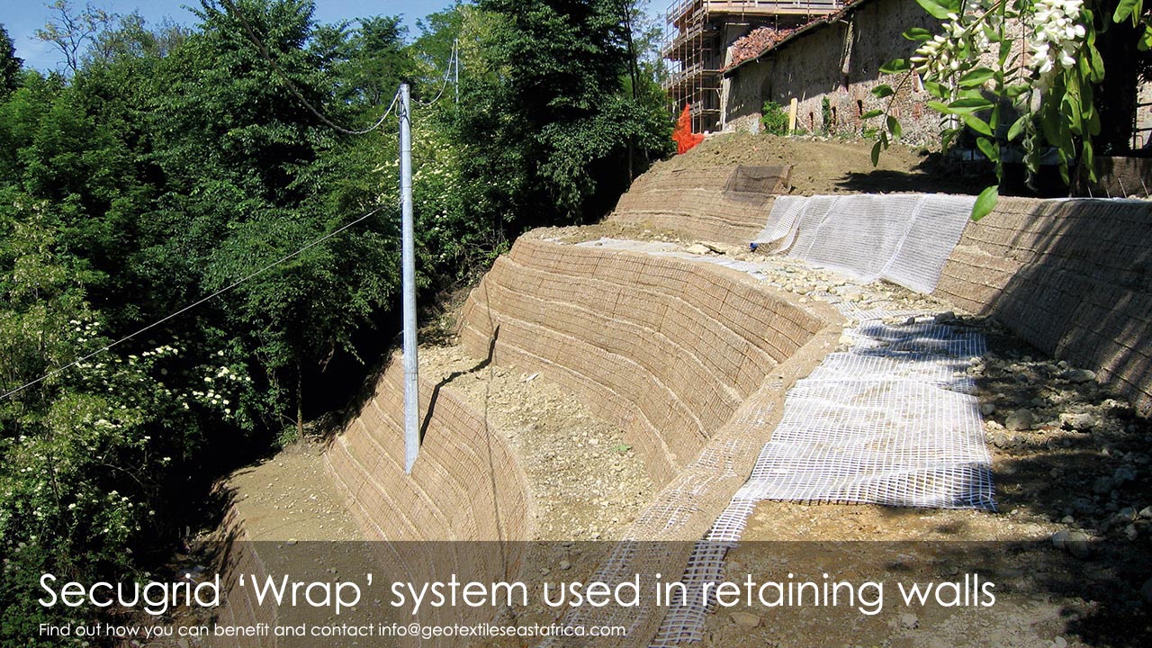 secugrid wrap system used in retaining walls