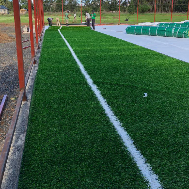 artificial turf installation on geotextile